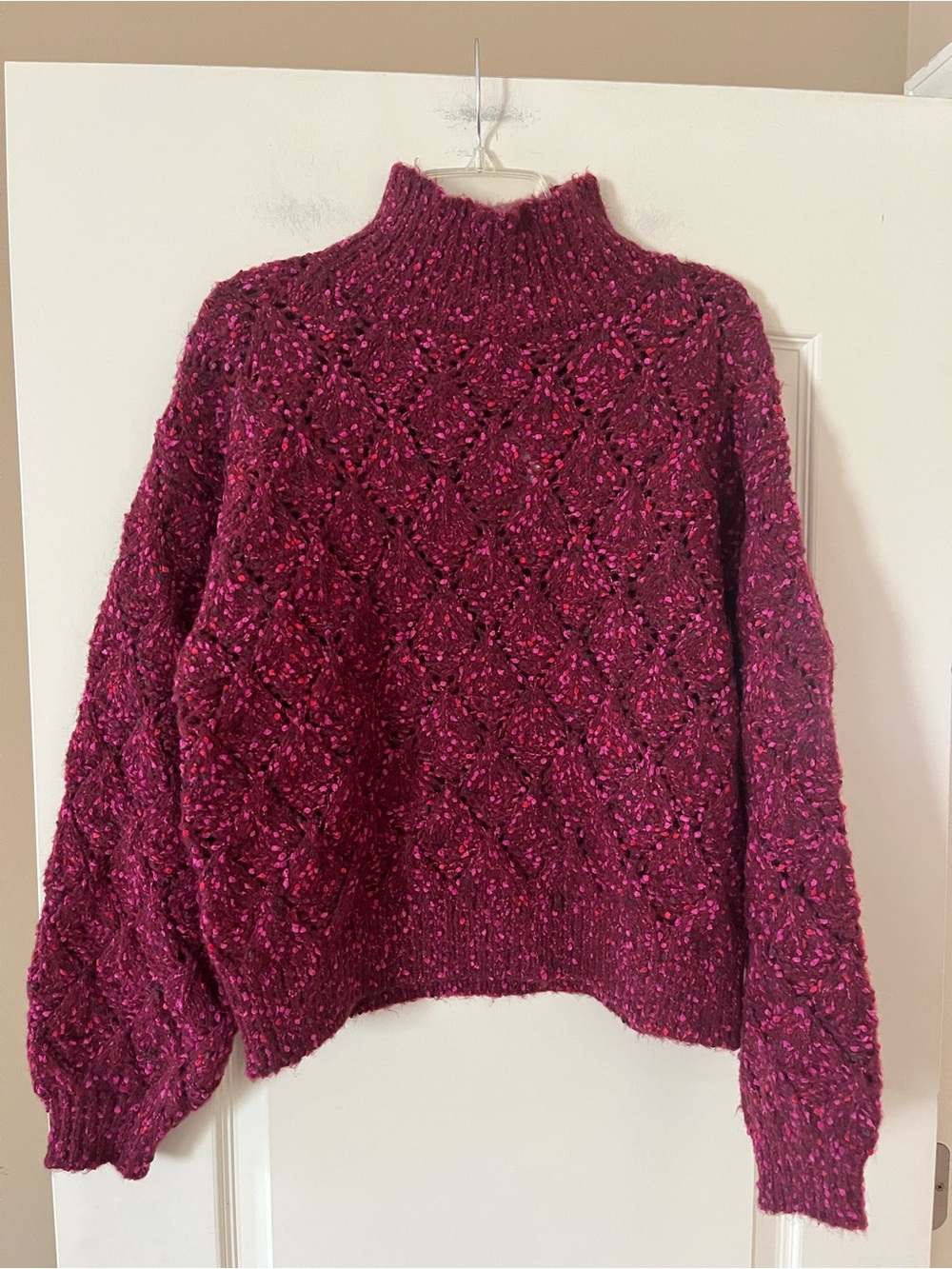 Melrose & Market Fuchsia/Berry Women's Chunky Mock Neck Sweater Size Small